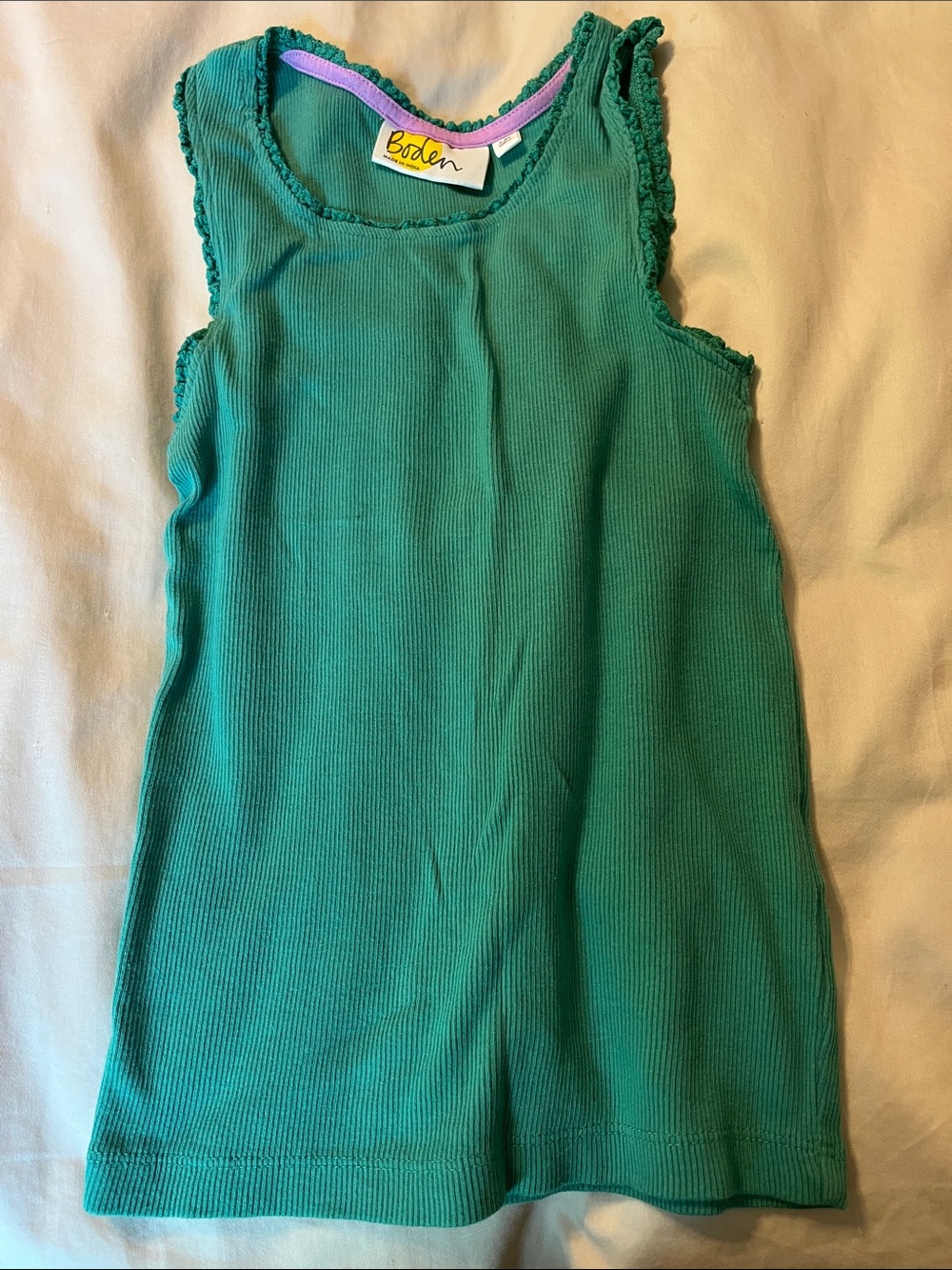 Boden Teal Ribbed Sleeveless Girl's Summer shirt